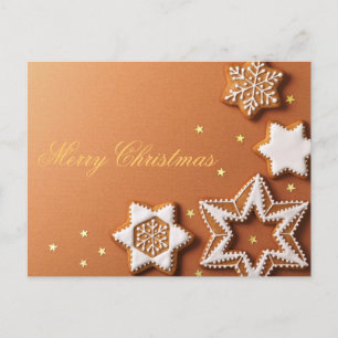 Christmas Gingerbreads With Golden Stars Feestdagenkaart