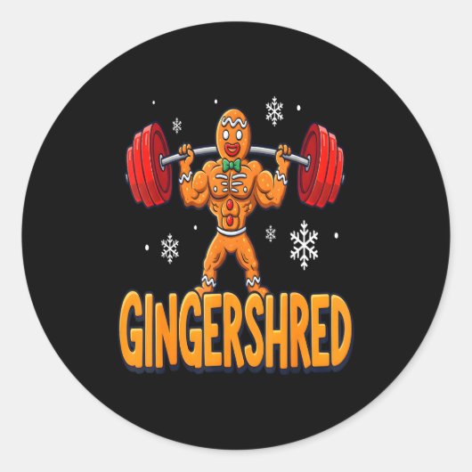 Christmas Gingershred Gym Bodybuilding Funny Ginge Ronde Sticker (Voorkant)