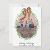 Christmas Gingham Coquette Krans Foto Feestdagenkaart (Voorkant)