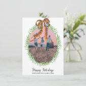 Christmas Gingham Coquette Krans Foto Feestdagenkaart (Staand voorkant)