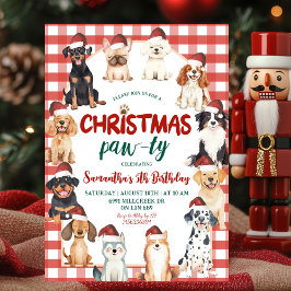 Christmas Gingham Dog Paw-ty Animal Lover Birthday Kaart