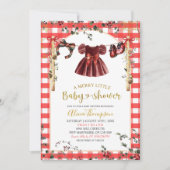 Christmas Gingham Girl Winter Clothes Baby Shower Kaart (Voorkant)