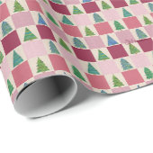 Christmas Gingham inpakpapier met vakantieboom (Rol Hoek)