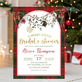Christmas Gingham Merry Little Bridal Shower Kaart