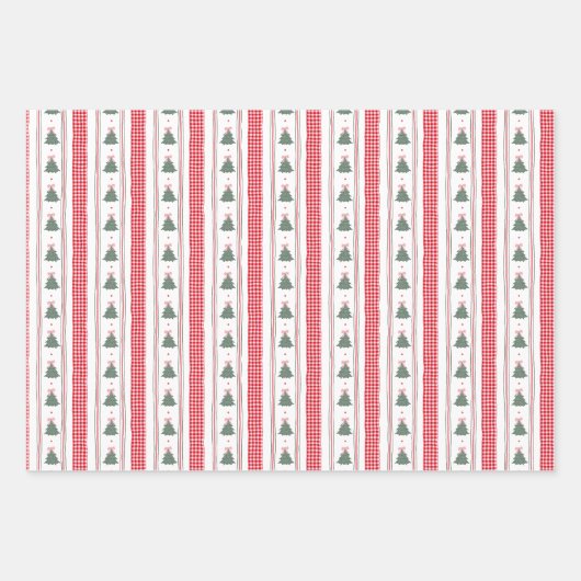 Christmas Gingham Ribbon  Inpakpapier Vel (Voorkant)