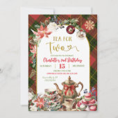 Christmas Gingham Tea For Two 2nd Birthday Kaart (Voorkant)