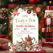 Christmas Gingham Time Four Tea 4th Birthday Kaart