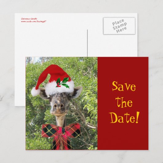 Christmas Giraffe Aankondigingskaart (Voorkant / Achterkant)