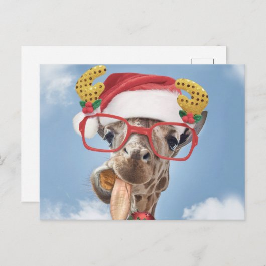 Christmas giraffe briefkaart (Voorkant / Achterkant)