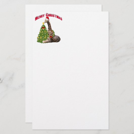 Christmas Giraffe Briefpapier (Voorkant / Achterkant)