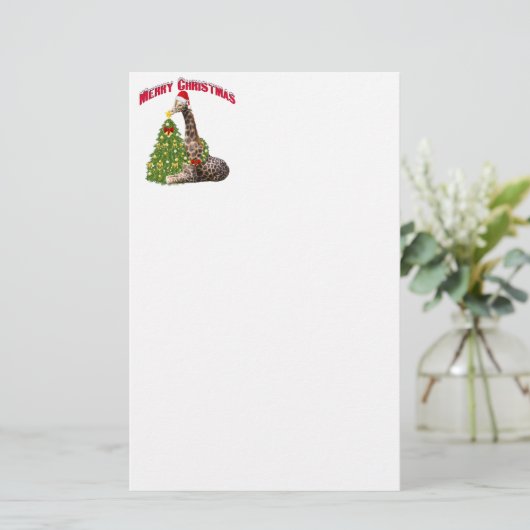Christmas Giraffe Briefpapier (Staand voorkant)
