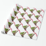 Christmas Giraffe Cadeaupapier<br><div class="desc">Schattige kerstGiraffe met zijn kerstman en versierde kerstboom - hij plaatst de ster bovenop de boom</div>