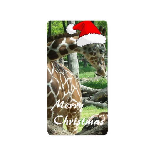 Christmas Giraffe Etiket (Voorkant)