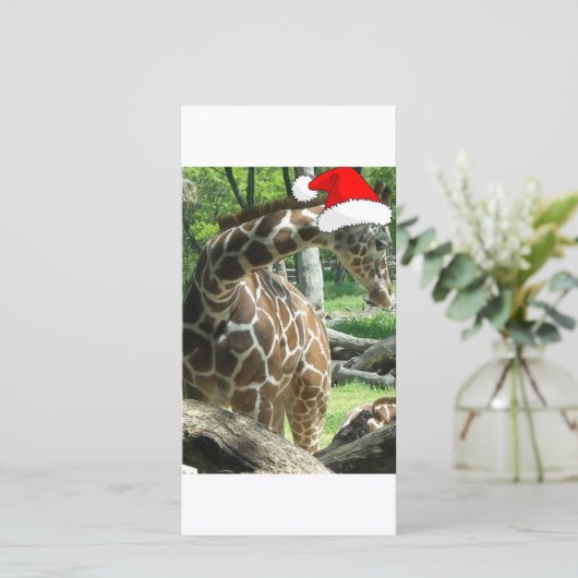 Christmas Giraffe Feestdagenkaart (Staand voorkant)