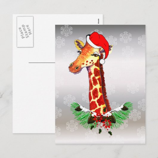 Christmas Giraffe Feestdagenkaart (Voorkant / Achterkant)