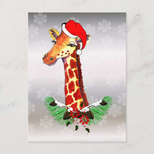 Christmas Giraffe Feestdagenkaart (Voorkant)