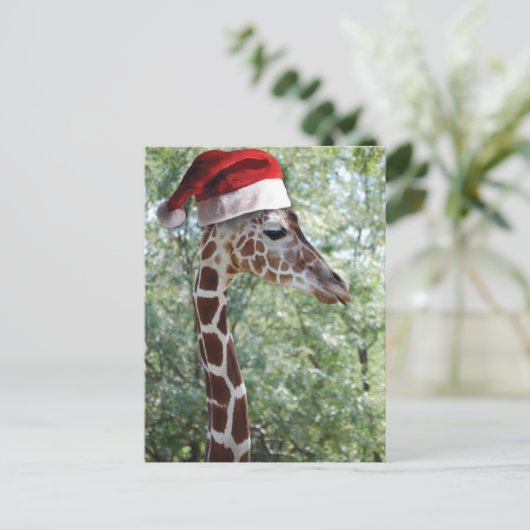 Christmas Giraffe Feestdagenkaart (Staand voorkant)