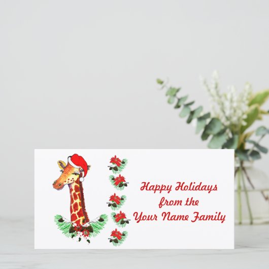 Christmas Giraffe Feestdagenkaart (Staand voorkant)