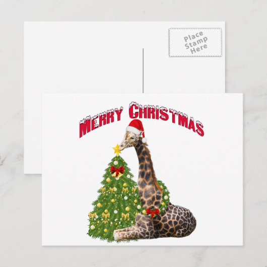Christmas Giraffe Feestdagenkaart (Voorkant / Achterkant)