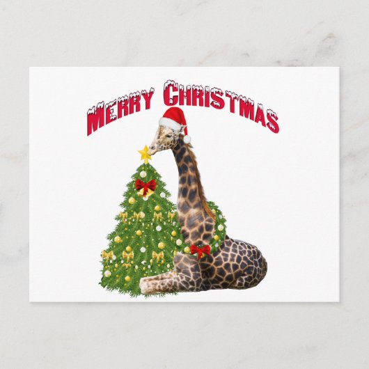 Christmas Giraffe Feestdagenkaart (Voorkant)