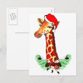 Christmas Giraffe Feestdagenkaart (Voorkant / Achterkant)