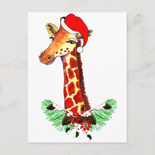 Christmas Giraffe Feestdagenkaart (Voorkant)