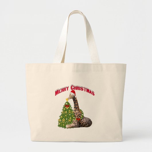Christmas Giraffe Grote Tote Bag (Voorkant)