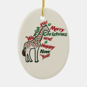 Christmas Giraffe Keramisch Ornament (Voorkant)
