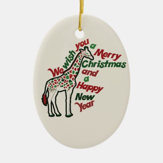 Christmas Giraffe Keramisch Ornament (Voorkant)