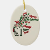Christmas Giraffe Keramisch Ornament (Achterkant)