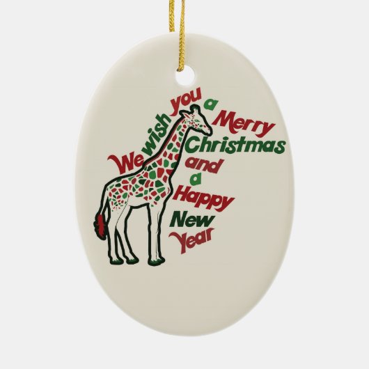 Christmas Giraffe Keramisch Ornament (Achterkant)