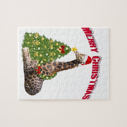 Christmas Giraffe Legpuzzel (Horizontaal)