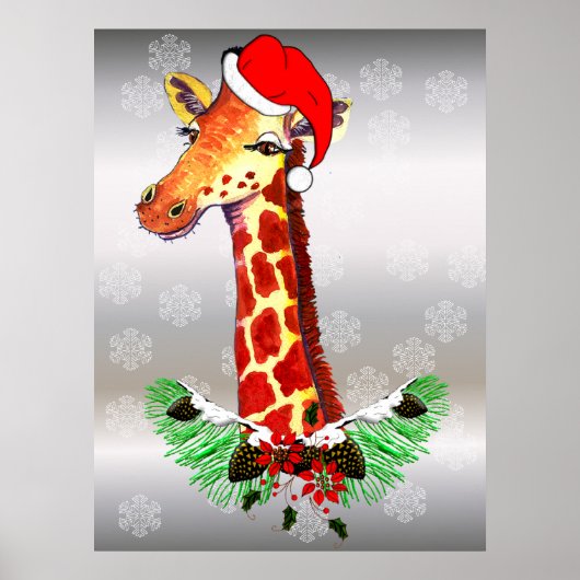 Christmas Giraffe Poster (Voorkant)