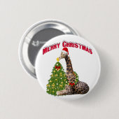Christmas Giraffe Ronde Button 5,7 Cm (Voorkant /achterkant)
