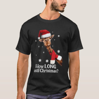 Christmas Giraffe Santa Hat Hoe lang tot Kerstmis T-shirt