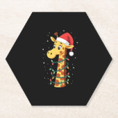 Christmas Giraffe Santa Hat Lights Giraffe Men Wom Kartonnen Onderzetters (Voorkant)