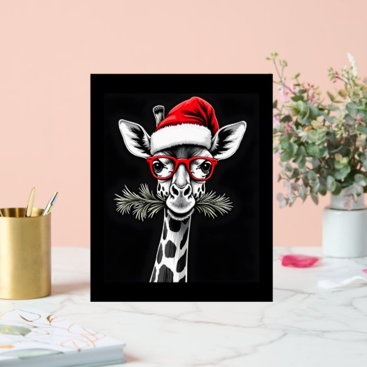 Christmas Giraffe Santa Hat Pajama Gift Familiemat Acryl Bord (Huwelijk)