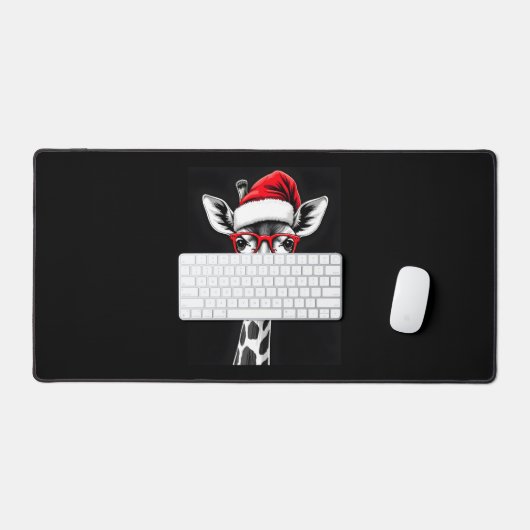 Christmas Giraffe Santa Hat Pajama Gift Familiemat Bureaumat (Keyboard & Muis)
