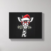 Christmas Giraffe Santa Hat Pajama Gift Familiemat Canvas Afdruk (Voorkant)