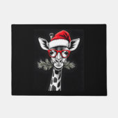Christmas Giraffe Santa Hat Pajama Gift Familiemat Deurmat (Voorkant)