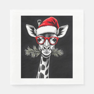 Christmas Giraffe Santa Hat Pajama Gift Familiemat Servet