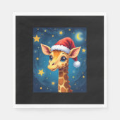 Christmas Giraffe Santa Hat Sterrennacht Holiday L Servet (Voorkant)