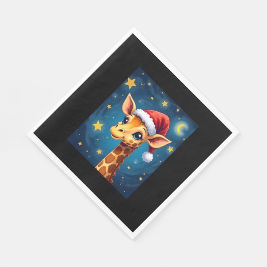 Christmas Giraffe Santa Hat Sterrennacht Holiday L Servet (Hoek)