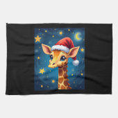 Christmas Giraffe Santa Hat Sterrennacht Holiday L Theedoek (Horizontaal)