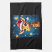 Christmas Giraffe Santa Hat Sterrennacht Holiday L Theedoek (Verticaal)