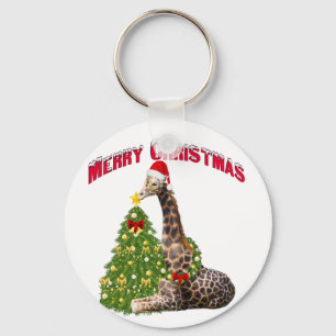 Christmas Giraffe Sleutelhanger