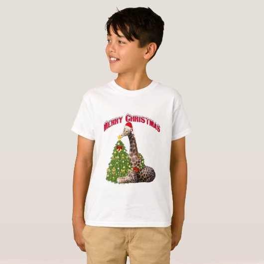 Christmas Giraffe T-shirt (Voorkant volledig)