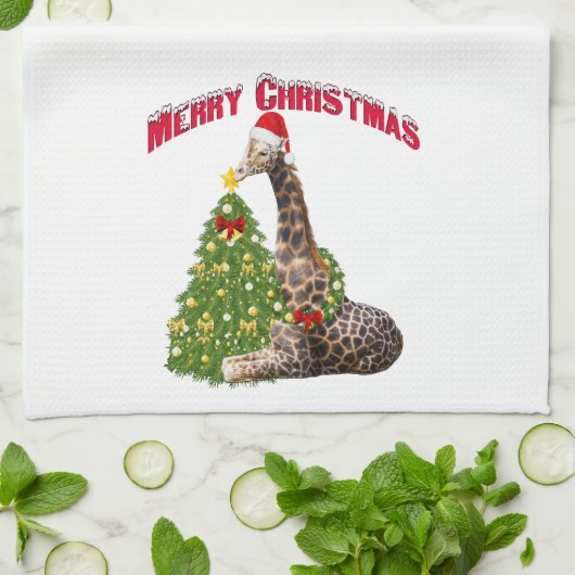 Christmas Giraffe Theedoek (Gevouwen)