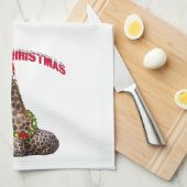 Christmas Giraffe Theedoek (Quarter Fold)