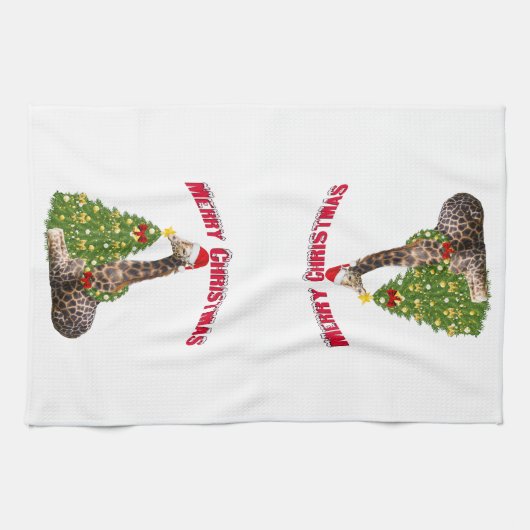 Christmas Giraffe Theedoek (Horizontaal)